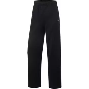 Li Ning Fitness Series Повседневные прямые флисовые теплые универсальные трикотажные спортивные брюки женские брюки черного цвета AKLUC66-1 M