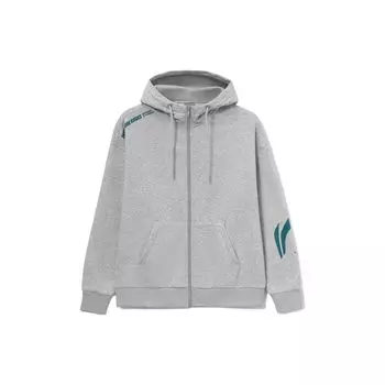 Li-Ning Толстовка с капюшоном и логотипом Fitness Series, топы унисекс, серая, AWDT585-2 M