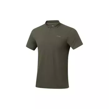 Li Ning Fitness Series Простая однотонная повседневная спортивная рубашка-поло для мужчин, цвет милитари-зеленый APLU253-4 S