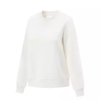 Li Ning Fitness Series Простой однотонный свитер с круглым вырезом, женская толстовка цвета шампанского и белого AWDU634-4 S