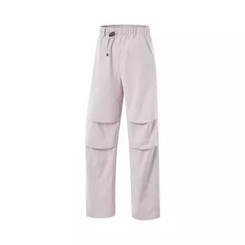 Li Ning Fitness Series прямые свободные однотонные трикотажные спортивные брюки со средней талией женские плавки Lotus-Pink-Fiorel AYKU730-2 XXL