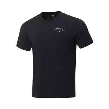 Li-Ning Fitness Series с буквенным принтом, защита от солнца, быстросохнущая футболка с круглым вырезом и короткими рукавами, мужские топы, черные ATST505-1 S