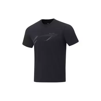 Li-Ning Fitness Series с логотипом и быстросохнущей футболкой с короткими рукавами, мужские топы, черные ATST573-1 L