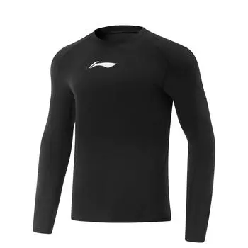 Li-Ning Fitness Series Simple Round Neck Pullover Slim Fit Workout Top Men tops Black AUDV055-1 M