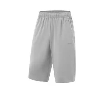 Li-Ning Fitness Series Simple Solid Color Seven-Point Pants Casual Shorts Men shorts Geological-Gray AKQV005-1 M