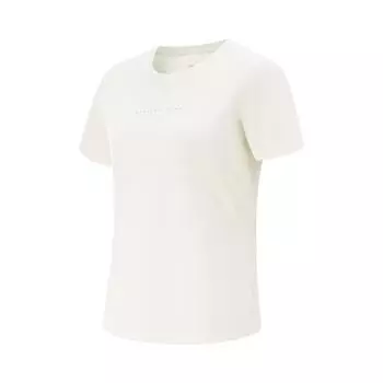 Li-Ning Fitness Series Simple Solid Color Round Neck Pullover Short Sleeve T-Shirt Women Tops Off-White ATSV510-7 S