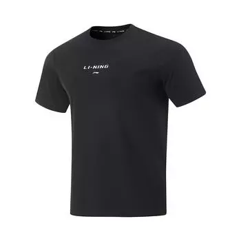 Li-Ning Fitness Series Simple Solid Color Round Neck Pullover Short Sleeve T-Shirt Men Tops Black ATSV115-1 S