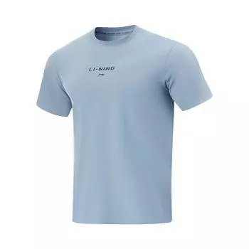 Li-Ning Fitness Series Simple Solid Color Round Neck Pullover Short Sleeve T-Shirt Men Tops Cyan-Gray-Blue ATSV115-3 XXL