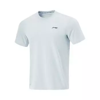 Li-Ning Fitness Series Simple Solid Color Round Neck Pullover Short Sleeve T-Shirt Men Tops Folk-Blue ATSV361-3 M