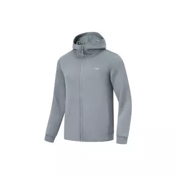 Li-Ning Fitness Series Solid Color Hooded Knitted Cardigan Sweatshirt Men sweatshirt Shadow-Gray AWDU127-5 XXL