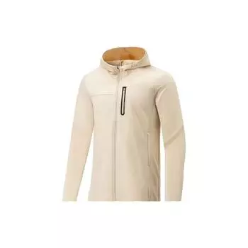 Li-Ning Мужская спортивная куртка Fitness Series с капюшоном, флисовой подкладкой, однотонная, цвет хаки AFDT631-2 L