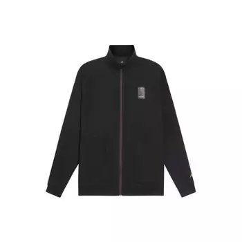 Li-Ning Фитнес-серия, сплошной цвет, нашивка с логотипом, куртка с капюшоном на молнии и длинными рукавами, мужская верхняя одежда, черный AWDS787-2 L