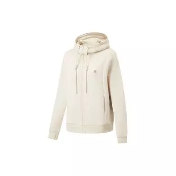 Li-Ning Fitness Series Solid Color Loose Hoodie Women Hoodies Oatmeal-Gray AWDU864-3 S