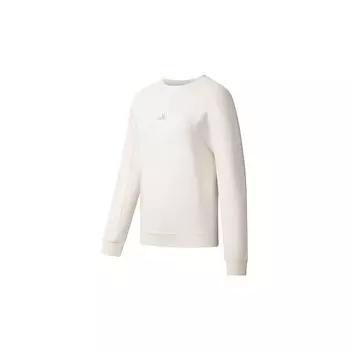Li-Ning Фитнес-серия однотонный пуловер с длинными рукавами и круглым вырезом, толстовка женская, топы кремового цвета AWDS776-1 XL