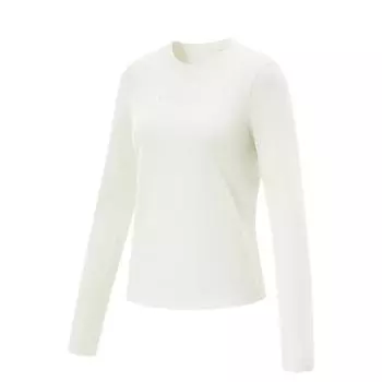 Li-Ning Fitness Series Solid Color Round Neck Comfortable Breathable Versatile Long Sleeve T-Shirt Women Tops Off-White ATLV108-6 S