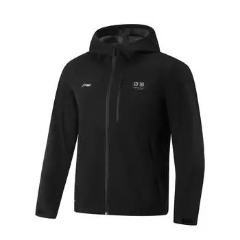 Li-Ning Fitness Series Solid Color Zip-Up Hooded Comfortable Breathable Windproof Sports Jacket Men Jacket Black AFDUC71-4 S