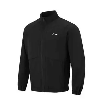 Li-Ning Fitness Series Solid Color Zipper Stand Collar Comfortable Breathable Versatile Jacket Men Jacket Black AJDU145-4 M