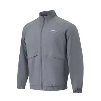 Li-Ning Fitness Series Solid Color Zipper Stand Collar Comfortable Breathable Versatile Jacket Men jackets Shadow-Gray AJDU145-3 M