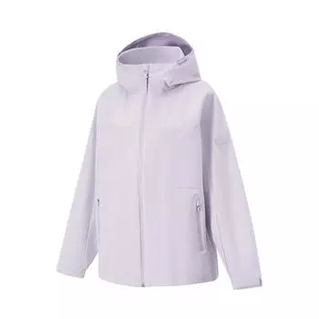 Li-Ning Fitness Series Solid Color Zipper Hooded Versatile Casual Windbreaker Women outerwear Sea-Salt-Purple AWBU026-3 M