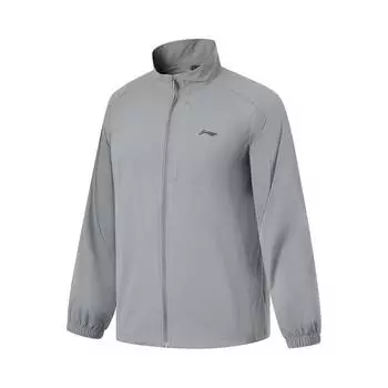 Li-Ning Fitness Series Solid Color Zipper Stand Collar Comfortable Breathable Versatile Casual Jacket Men jackets Shadow-Gray AJDU267-1 2XL