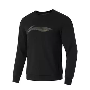 Li Ning Fitness Series спортивная модная толстовка с круглым вырезом и буквами, свободная, удобная, теплая, с длинным рукавом, мужская толстовка, черная, AWDU567-1 S