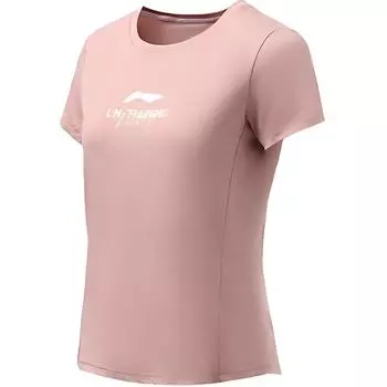 Li-Ning Fitness Series Sports Casual Round Neck Short Sleeve T-Shirt Women T-Shirts Mixed-Color Fog-Rose-Pink ATSR292-5 S