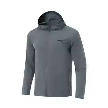 Li-Ning Fitness Series Sports Casual Simple Solid Color Hooded Jacket Men Jacket Thunderstorm-Gray AFDV613-8 S