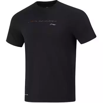 Li-Ning Fitness Series Sports Casual Simple Solid Color Short Sleeve T-Shirt Men Tops Black ATSU497-6 L