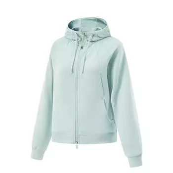 Li Ning Fitness Series Sports Casual Solid Color Hooded Zip-Up Sweatshirt Women Sweatshirt Gray-Green AWDV412-5 XL