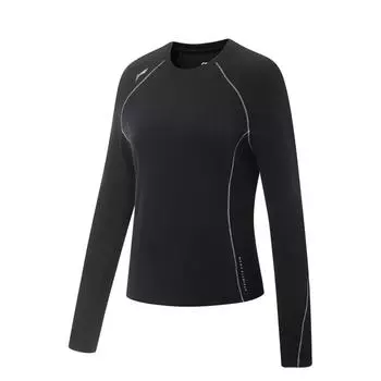 Li-Ning Fitness Series Sports Round Neck Slim Fit Versatile Comfortable Casual Long Sleeve T-Shirt Women T-Shirts Black ATLV268-4 S