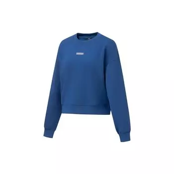 Li Ning Fitness Series светоотражающий трехмерный однотонный свободный свитер-свитшот женский свитшот новый-джинсовый-синий AWDT128-3 S