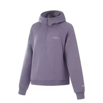 Li Ning Fitness Series свитер однотонный свободный длинный рукав толстовка с капюшоном женские толстовки угольно-фиолетовый AWDUF06-5 S