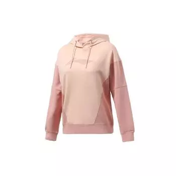 Li Ning Fitness Series Свободный повседневный пуловер с капюшоном в цветном стиле с капюшоном для женщин Персиково-оранжевый AWDR452-1