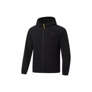 Li-Ning Fitness Series Тканая однотонная куртка с капюшоном Мужские куртки Черные AFDT195-1 M