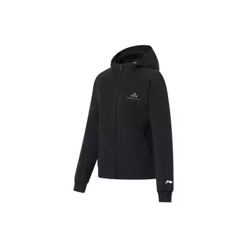 Li-Ning Fitness Series Толстовка с капюшоном и длинным рукавом с логотипом, женские топы, черный AWDS780-2 S