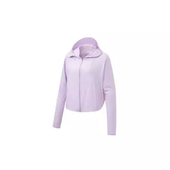 Li Ning Fitness Series UPF 50+ однотонная, легкая, влагоотводящая, с капюшоном, солнцезащитная куртка для женщин, светло-фиолетовая AWDT298-6 S