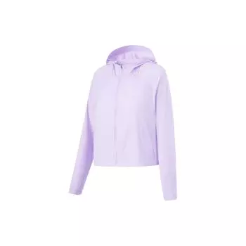 Li Ning Fitness Series UV Protection Легкая дышащая однотонная свободная толстовка с капюшоном Женские толстовки с капюшоном Сиреневый AWDU476-9 L