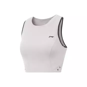 Li-Ning Fitness Series Versatile Casual Fashion Quick-Dry Cool Round Neck Sleeveless Vest Women tops Moon-Mist-Gray AVSV194-2 S