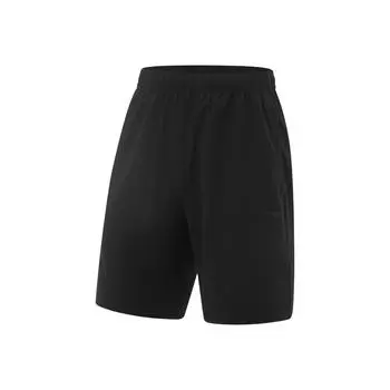 Li-Ning Fitness Series Versatile Comfortable Moisture-Wicking Quick-Dry Casual Simple Solid Color Lace-Up Sports Shorts Men shorts Black AKSV111-1 S
