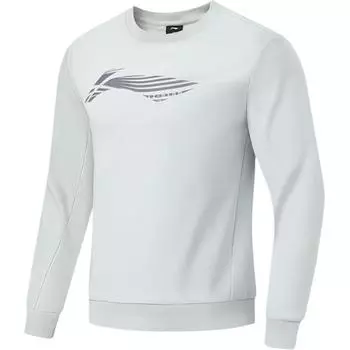 Li-Ning Fitness Series Warm Fleece Pullover Crew Neck Long Sleeve Sweatshirt Men sweatshirt River-Stone-Gray AWDTA63-4 M