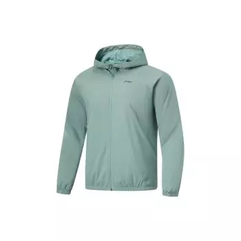 Li-Ning Fitness Series Windproof Water-Repellent Three-Dimensional Cut Fleece-Lined Hooded Zip-Up Sports Jacket Men Jackets Lake-Blue AFDU089-5 M