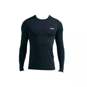 Li Ning Fitness Sports с длинным рукавом дышащая быстросохнущая тренировочная рубашка для велоспорта мужские топы черного цвета AUDSB43 XL