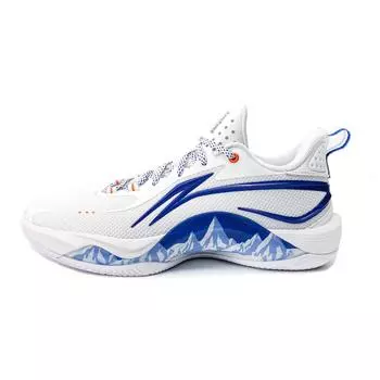 Li Ning Flashing CBA Xinjiang Team PE Удобные модные нескользящие износостойкие низкие баскетбольные кроссовки мужские кроссовки белые синие ABPU001-14 44