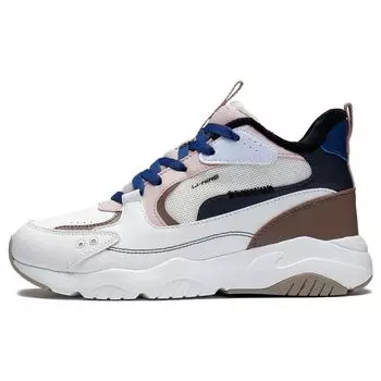 Li-Ning Fleece Lined Comfortable Non-Slip Wear-Resistant Warm Mid-Top Casual Shoes Women sneakers White Black Brown AGLS210-1 35