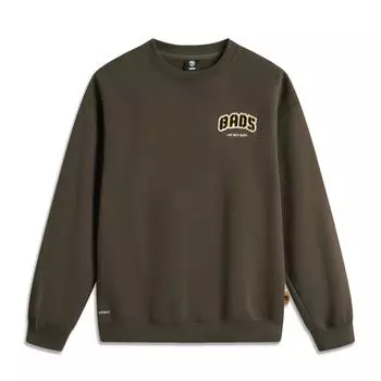 Li-Ning Fleece Lined Pullover Long Sleeve Sweatshirt Men tops Slate-Brown AWDU515-4 M