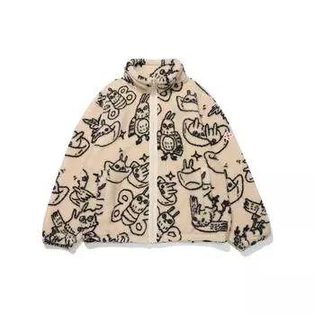 Спортивная флисовая куртка Li-Ning с мультяшным узором, унисекс, лунно-серая, AFDT007-1 S