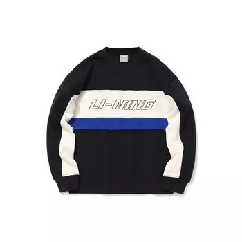 Li-Ning Флисовая свободная толстовка с круглым вырезом унисекс толстовка черная AWDQ654-1 M