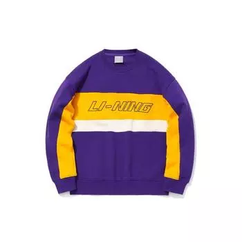 Li Ning флисовый свободный крой круглый вырез пуловер толстовка зимняя парная мужская толстовка фиолетовый AWDQ654-4 L