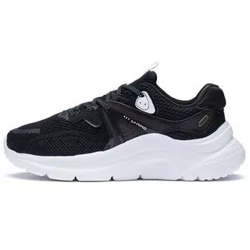 Li Ning Flow Cloud Fabric амортизирующие нескользящие износостойкие легкие повседневные туфли с низким верхом женские повседневные туфли черного цвета AGLS020-1 36