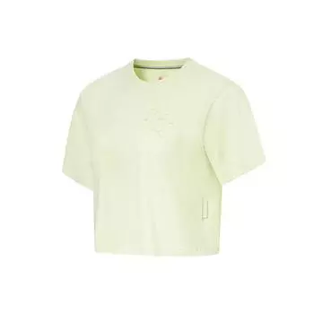 Li Ning Free Growth Однотонная футболка с вышивкой букв, свободного кроя, с коротким рукавом, женские топы, светло-фруктово-зеленый AHST162-2 L